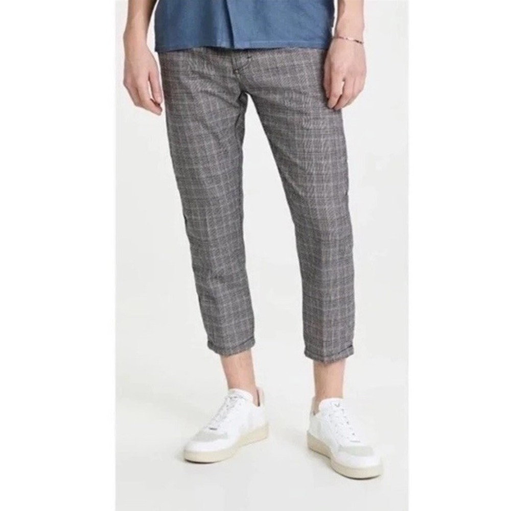 Banks Journal Men's Slim Tapered Crop Downtown‎ Check Pant 36 Grey Plaid New